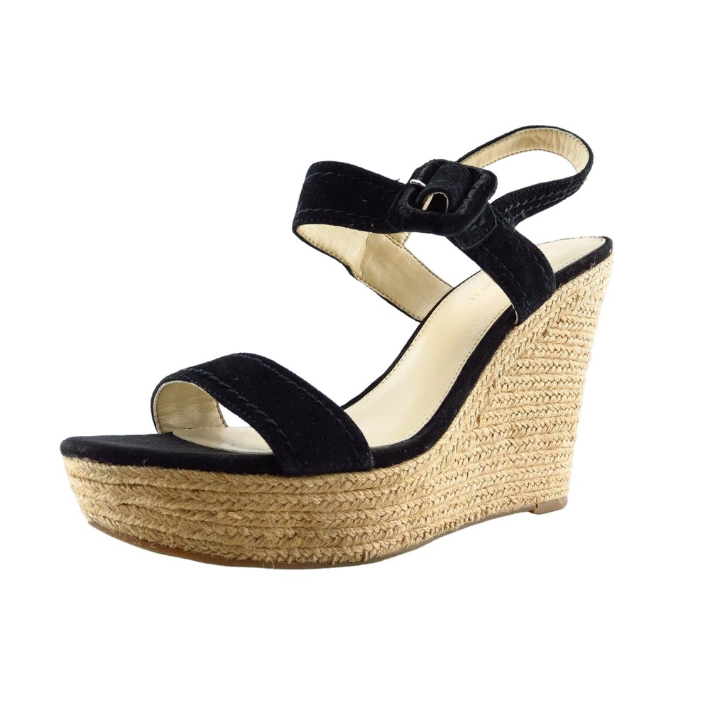 Marc Fisher Size 9.5 M‎ Black Ankle Strap Leather Women Sandal Shoes
